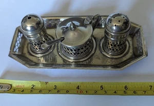 Vintage English E.P.N.S Condiment Set with Cobalt Blue Glass Liners - Picture 1 of 6