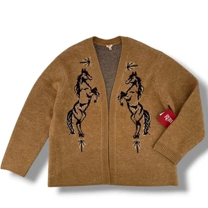 Reba Equestrian Horse Strick Cardigan Pullover Damen Gr. XL hellbraun Western Ranchwear - Bild 1 von 5