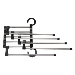 5 in 1 Space Saver Pants Trousers Hanger  Closet Foldable Clothing Rack - Picture 1 of 7