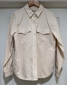 Bnwts Madewell Women’s Corduroy Kentwood Button Up Shirt Jacket Sz Med $98 Cream - Picture 1 of 8