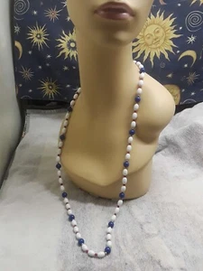 Vintage Monet Red White Blue Beaded Necklace 35 Inch Patriotic Nautical America - Picture 1 of 3