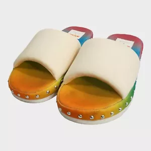 Women's Slides Dolce Vita Mochi Pride White Slide Sandals Size 8 - Picture 1 of 3