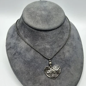 Silpada N1585 Filigree Heart Pendant Necklace Sterling Silver 925 Brutalist 16" - Picture 1 of 6