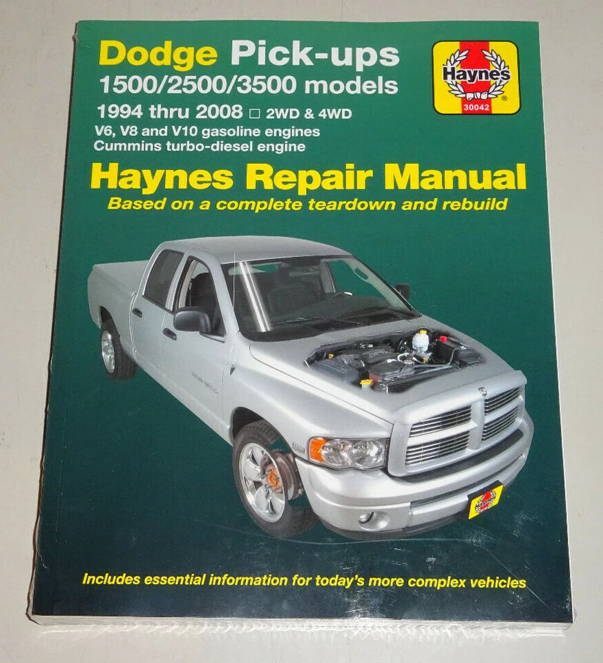Manuale di Riparazione Dodge RAM 1500 2500 3500 Pick Up V6 V8 V10 Diesel, - Immagine 1 di 1