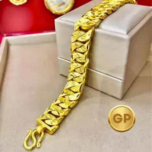Bracelet Men 24k 23k Thai Gold Yellow Chain GP Jewelry Men's Weight 5 Baht Gift - Picture 1 of 5