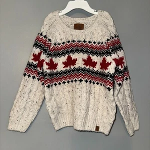 Canadiana Fair Isle Sweater Canada Maple Leaf Pullover Girls Boys Unisex Kids 5T - Picture 1 of 7