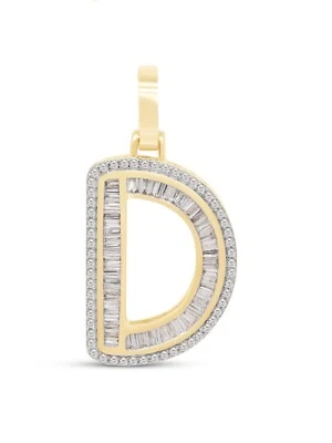Pingente charme letra inicial diamante D ouro 10k real e diamantes 4/9 quilates masculino feminino - Imagem 1 de 4