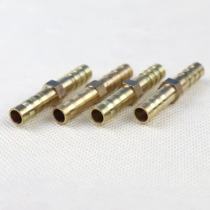 4Pcs 6mm 1/4"Brass Fitting Pipe Tubing Straight Union Hose Barb Water Gas Air - Picture 1 of 6