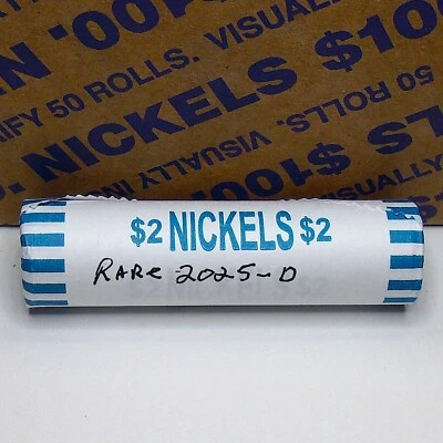 Rollo completo de níquel Jefferson 2025 D de caja bancaria original raro como el 2024-D Foto 1 de 4