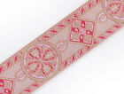 2 3/8" Jacquard Trim Medieval Style Rose  on Gold Church Vestment Sewing 3 Yards
