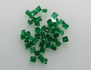 1.5mm 1.10cts 40pc Natural Loose Brazil Green Emerald Lot Square Non-treated