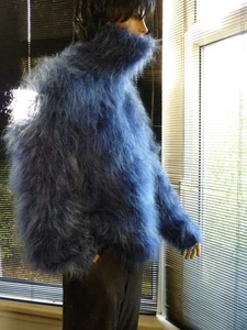Stunning MIDNITE BLUE Turtleneck Mohair Sweater New 46" - Picture 1 of 11