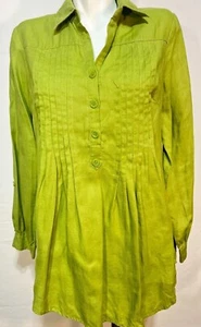 Mujeres Lino Verde Aguacate Top Camisa Túnica Mediana Saint Tropez West - Imagen 1 de 6