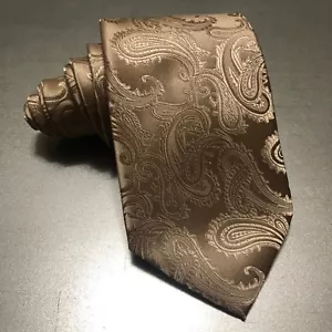 Cravatta uomo Paisley classica 3,5" nuova cravatta collo formale festa matrimonio ballo moka marrone - Foto 1 di 2