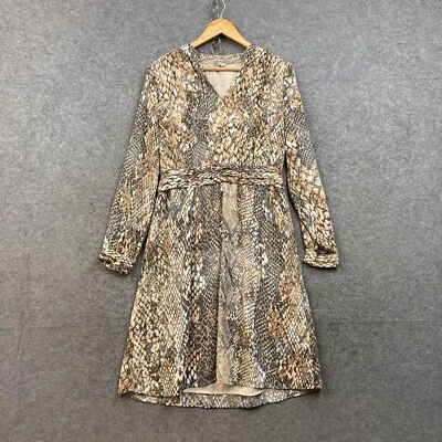 H&M Dress Womens 12 Long Sleeve V-Neck Animal Print Lined Shift 46004 - image 1 of 4