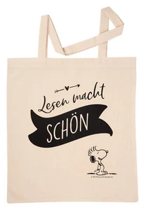 The Peanuts Snoopy bolsa de tela leer hace hermosa bolsa de yute algodón beige - Imagen 1 de 2