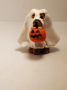 AIREDALE HALLOWEEN Geist mit Kürbis Miniatur Figur HANDGEFERTIGT Polymer Ton - Bild 1 von 4