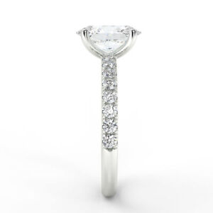 Bague de fiançailles diamant véritable taille ovale 1,32 ct platine F/SI1