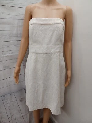 Vestido blanco de cóctel sin tirantes damasco White House Black Market talla 12 Foto 1 de 4