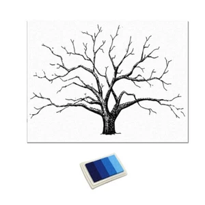 Hochzeits-Fingerabdruck-Baum-Finger-Malerei-Hochzeits-Gästebuch-Blau - Bild 1 von 8