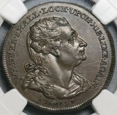 1790s NGC MS 62 Sims 1/2 Penny Garrick Conder Middlesex Masks DH 478a (22020403C - Image 1 of 4