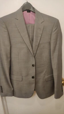 Traje Zanetti Gris Sólido Claro 38s 32w 100% Lana Slim Calce Ajustado Sin Usar A Medida Foto 1 de 4