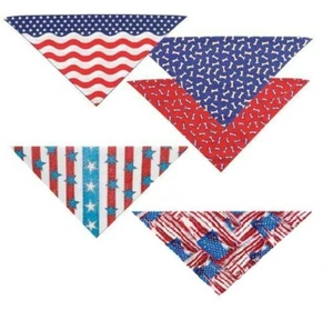 PATRIOTIC & BONE Bandana Dog Pet Scarf Neck COLLAR America BONE Flag MISC STYLES - Picture 1 of 11