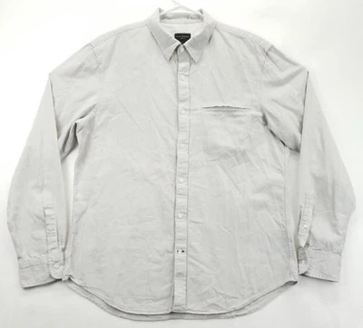 Club Monaco Shirt Mens Large Gray Linen Long Sleeve Slim Fit Classic Button-Up - Image 1 of 4