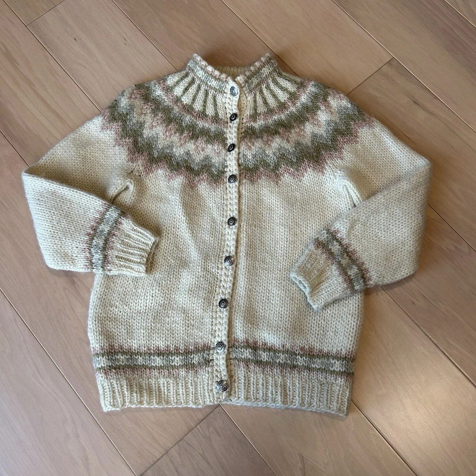 Cardigã suéter feminino pequeno The Handknitting Association of Iceland - Imagem 1 de 4