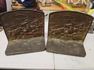 Vintage Brass Western Cowboy Bookends - Picture 1 of 7