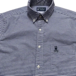 Psycho Bunny Shirt Mens Size M Long Sleeve Button Gingham Check Blue - Picture 1 of 4