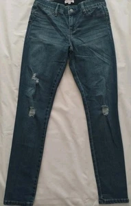 WOMEN JUICY COUTURE SLIM DISTRESSED STRETCHY DENIM BLUE JEAN PANTS SIZE 6 x28L - Picture 1 of 12