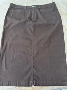 CJ Banks Brown Maxi Skirt Sz 16W Back Slit Waist 38” Length 30.5” Pockets - Picture 1 of 6