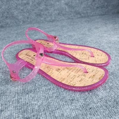 Kate Spade Zapatos Mujer Talla 8 Brillo Jalea Sandalias Plantilla Corcho Verano Playa Foto 1 de 4