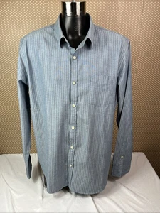 Camicia uomo Lucky Brand manica lunga blu gessato con bottoni taglia XXL - Foto 1 di 14