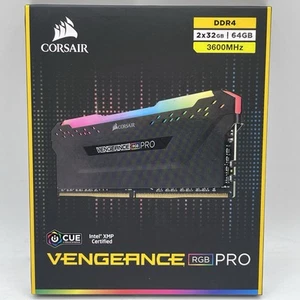 CORSAIR Vengeance RGB Pro 64GB (2x32GB) DDR4 SDRAM 3600MHz C18 Memory Kit - New! - Picture 1 of 5
