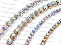 Quality Silver Base 1 Metre Diamante Rhinestone Crystal Various Colour Chain A+