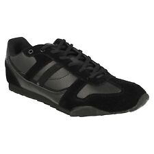 MENS LAMBRETTA EXPOSE LACE UP BLACK CASUAL TRAINERS RUNNING SPORTS SHOES