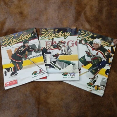Lote de 3 programas de juegos salvajes de la NHL Minnesota 2003 vs. Coyotes Predators Blackhawks Foto 1 de 4