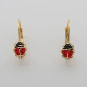Marienkäfer Ohrringe 585er Gelbgold 14 Karat Ohrstecker Mädchen Kinder - Bild 1 von 10