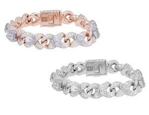 Infinity Link VS 25 CT Real Diamond Bracelet 14K Rose/White Gold 8" - Picture 1 of 8