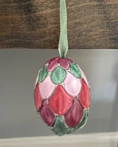 Ornate vintage Hand  blown Hand Painted real egg ornament- Germany - Picture 1 of 1