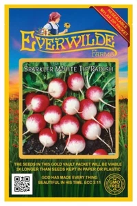 500 Sparkler White Tip Radish Seeds - Everwilde Farms Mylar Seed Packet - Picture 1 of 3