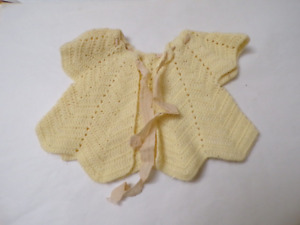 Pull en tricot bébé jaune, très petit vintage (SC-52-8)