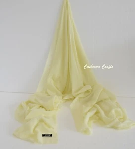 Mellow Yellow Cashmere Scarf Shawl Stole Wrap Throw Pashmina Nepalese Handmade - Foto 1 di 6