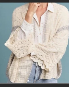Anthropologie Sz One Size Chunky Boucle Sweater metallic Cardigan One Size - Picture 1 of 5