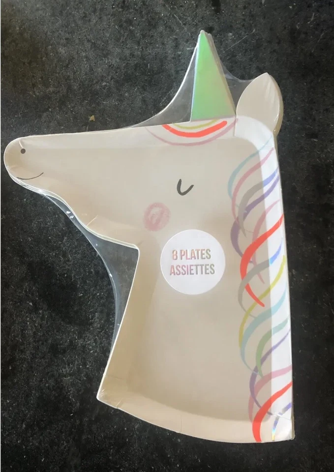 NEW Meri Meri Unicorn Birthday Party Plates 8 Count - Image 1 of 1