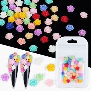 50 PCS/Pack 3D Acrylic Flower Nail Art Decoration Mixed Color Resin Florets for