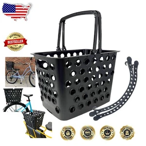 Lightweight Black Bike Basket with Easy Mounting Rubber Straps - Versatile Use - Picture 1 of 11