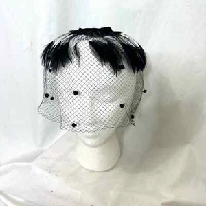 Vintage 1960s  Black Feather Bow Fascinator Hair Accessory  - Picture 1 of 6